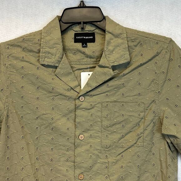 NWT LUCKY BRAND Shirt Women's Small Olive Green Eyelet Embroidered Button Down - Picture 2 of 16